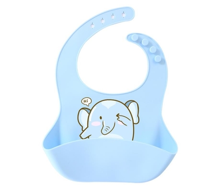 Adjustable Silicone Baby Bibs , Toddler Feeding Bibs BPA Free With Hook Holes