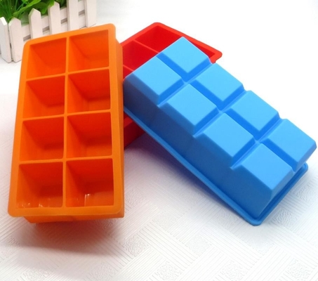 Square Silicone Ice Tray Molds , Novelty Ice Molds 8 Cavity Stackable