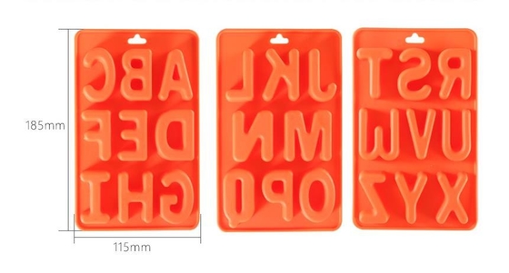 26 Letters Design Rubber Ice Cube Tray , Flexible Ice Cube Trays Healthy