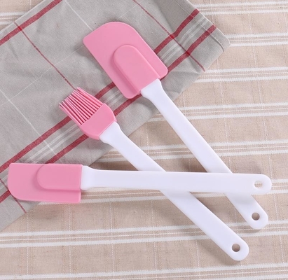 Hard Plastic Heat Resistant Spatula Brush , Silicone Cooking Spatula Pink Color