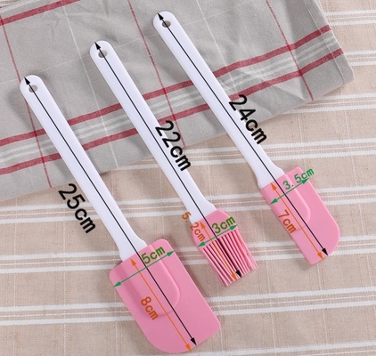 Hard Plastic Heat Resistant Spatula Brush , Silicone Cooking Spatula Pink Color
