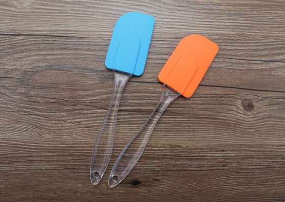 Food Grad Silicone Kitchen Utensils , Silicone Scraper Spatula With Transparent Oval Handle