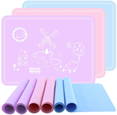 Square Silicone Kids Product Mat , Silicone Placemat Plate Rollable