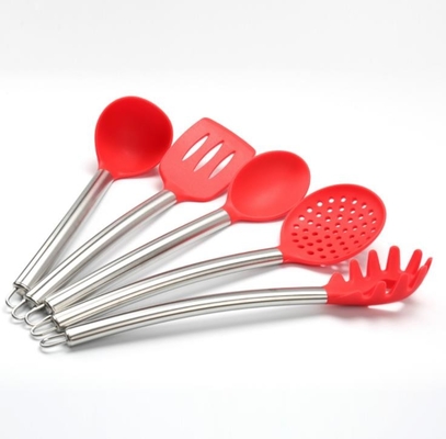 5 pcs sets silicone kitchen tool  sets with stainless steel handle