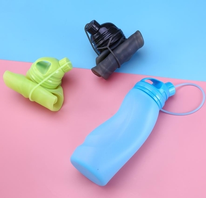 BPA Free Food Grade Outdoor sports Silicone Folding water bottles 500ML