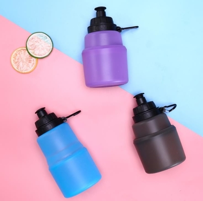 480ML Collapsible Silicone  sport bottles Food Grade BPA Free with custom logo