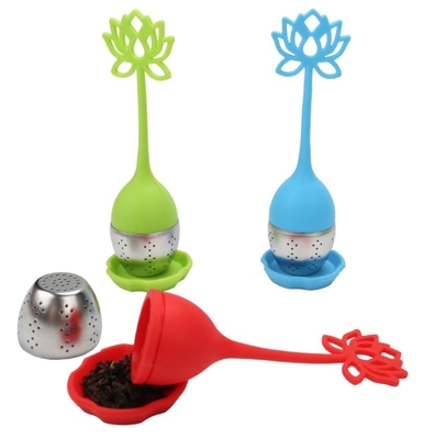 Lotus Flower shape Food Grade Silicone Tea strainer with printing logo