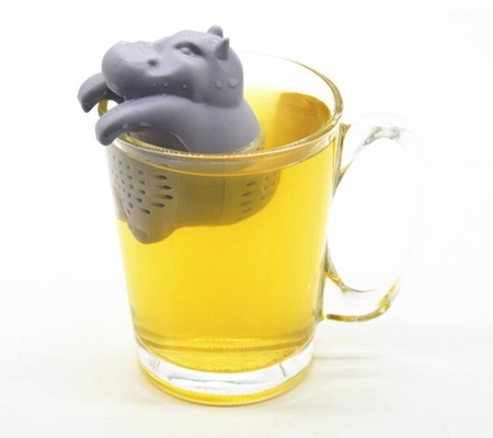 Grey Color  Hippo Shaped design Food Grade Silicone Tea Infuser