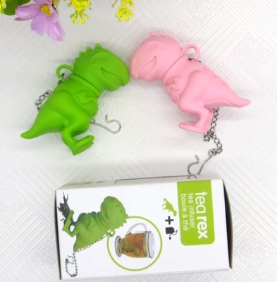 Dinosaur shaped Design BPA Free FDA silicone tea bag with box package