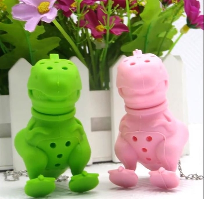 Dinosaur shaped Design BPA Free FDA silicone tea bag with box package