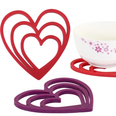 Heart Shape Silicone Eating Utensils Environmental 15.5*16cm 66g