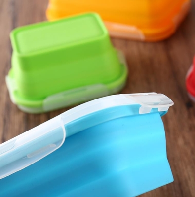 Set of 4 Collapsible Silicone Food Storage Container FDA silicone lunch box for kids