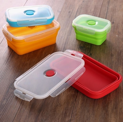 Set of 4 Collapsible Silicone Food Storage Container FDA silicone lunch box for kids