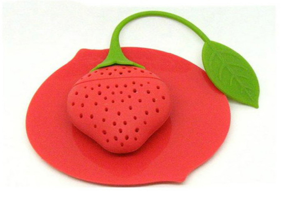 Custom Made Food Grade Silicone Tea Bag Holder Cute Strawberry Shape