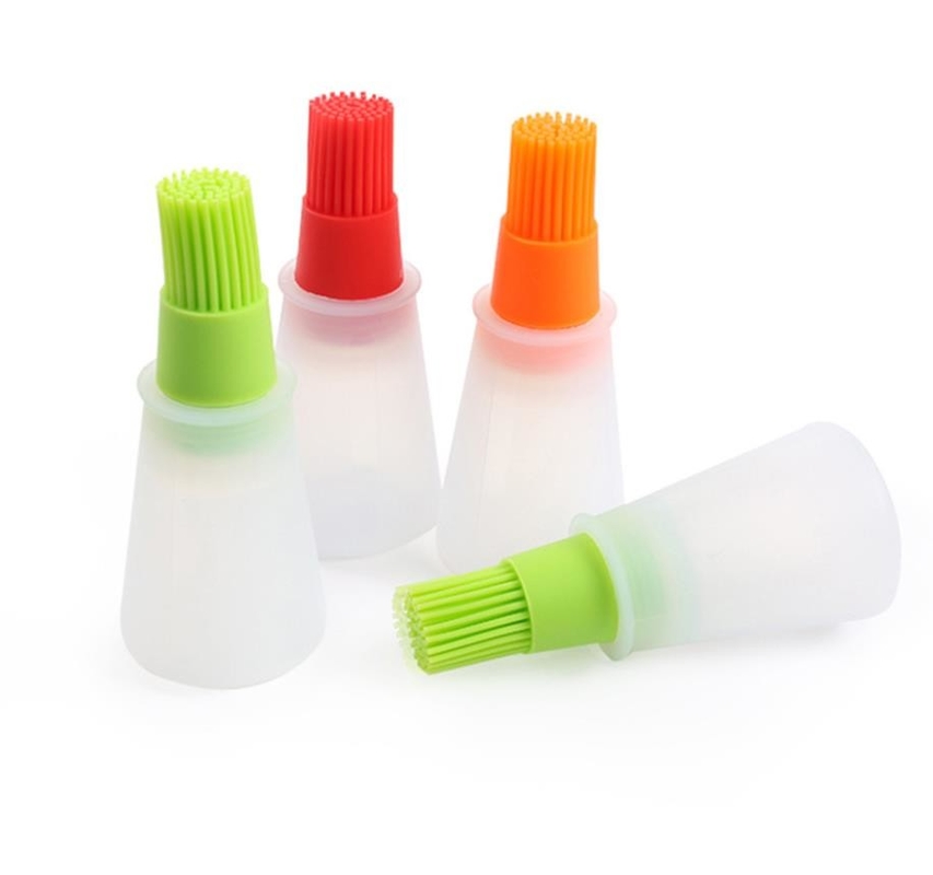 Food Grade BBQ tools silicone Oil white bottle with colorful brush