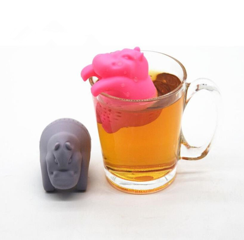 Grey Color  Hippo Shaped design Food Grade Silicone Tea Infuser